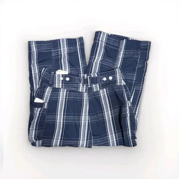 Free People Brecan Plaid Blue Pants High Rise Boho Goblincore Women’s SZ 30 - Picture 7 of 13